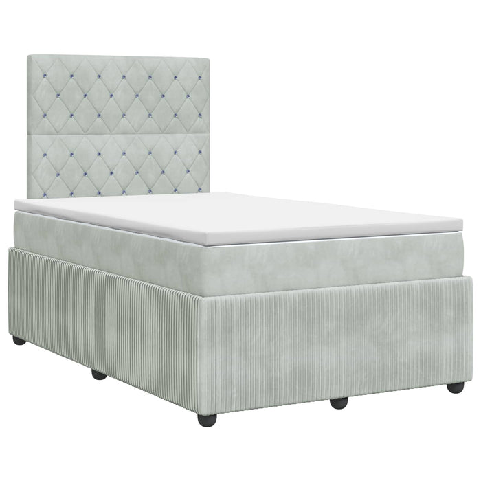Pat boxspring cu saltea Gri deschis 120 x 200 cm Catifea WALTI