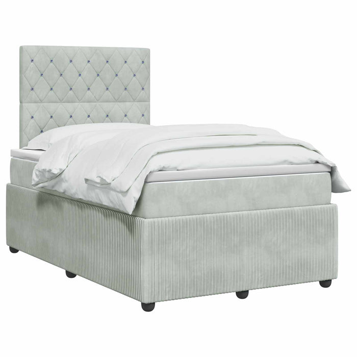 Pat boxspring cu saltea Gri deschis 120 x 200 cm Catifea WALTI