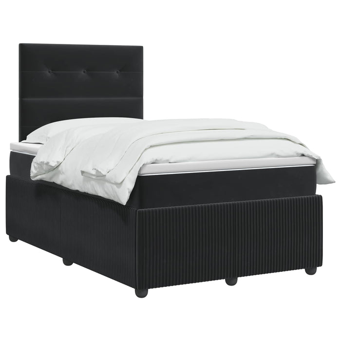 Pat boxspring cu saltea cu headboard Negru 120 x 200 cm Catifea WALTI