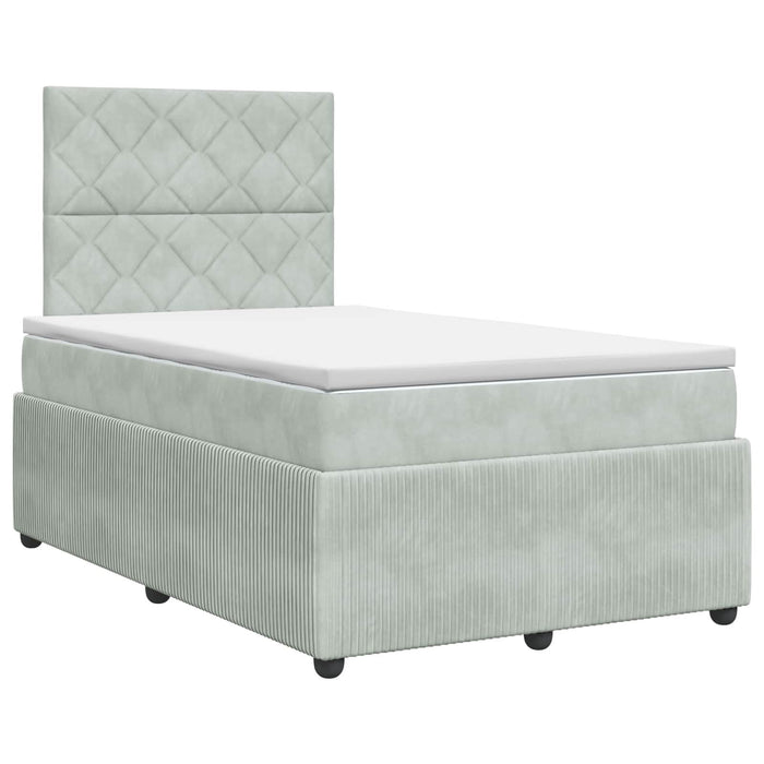 Pat boxspring cu saltea Gri deschis 120 x 200 cm Catifea - WALTI WALTI