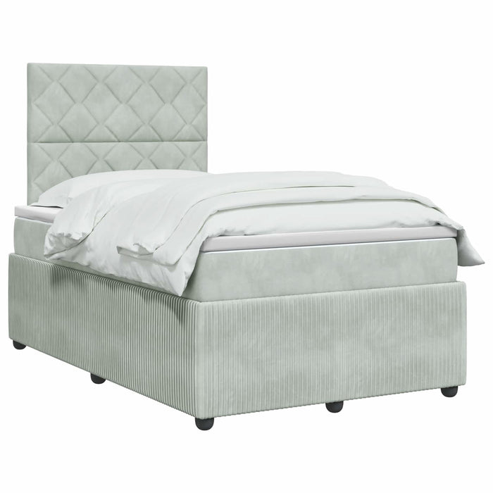 Pat boxspring cu saltea Gri deschis 120 x 200 cm Catifea - WALTI WALTI