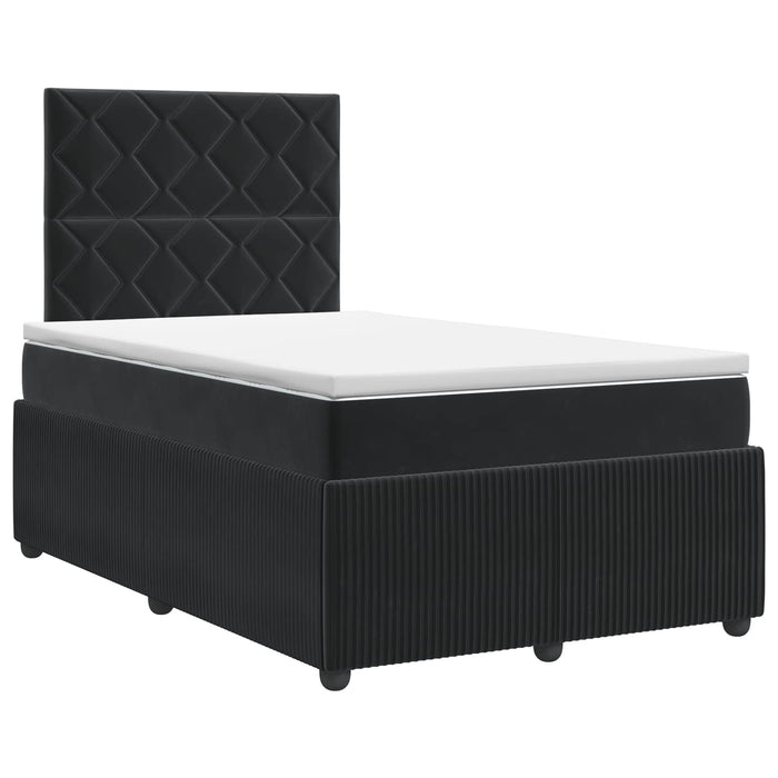 Pat boxspring cu saltea cu headboard Negru 120 x 200 cm Catifea WALTI