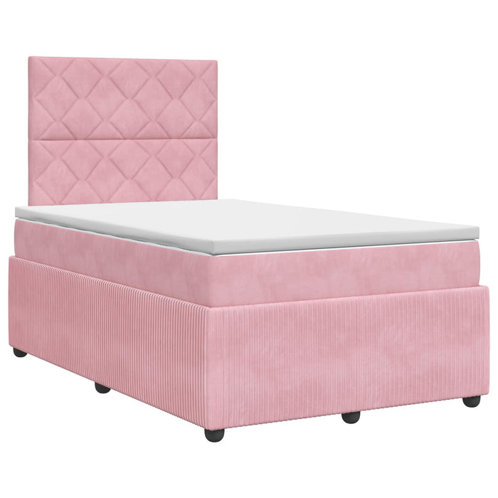 Pat boxspring cu saltea cu headboard Roz 120 x 200 cm Catifea - WALTI WALTI