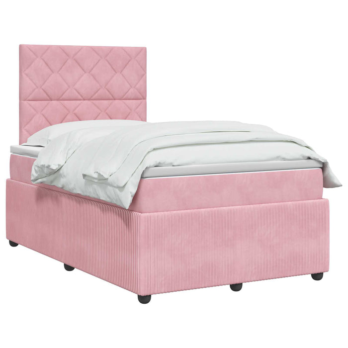 Pat boxspring cu saltea cu headboard Roz 120 x 200 cm Catifea - WALTI WALTI