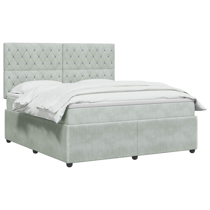 Pat boxspring cu saltea Gri deschis 140 x 190 cm Catifea - WALTI WALTI