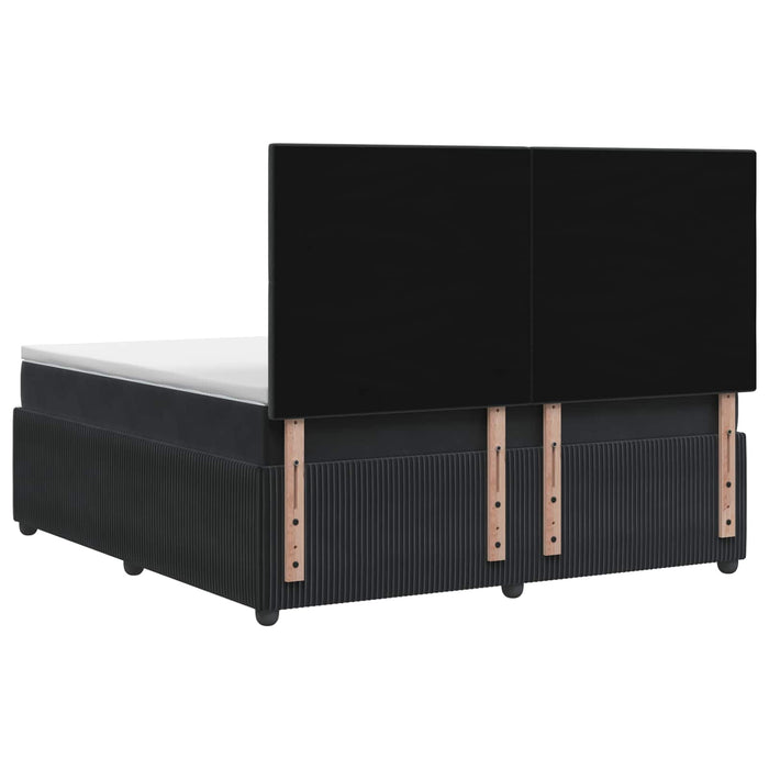 Pat boxspring cu saltea cu headboard Negru 140 x 190 cm Catifea WALTI