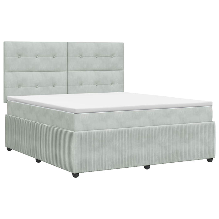 Pat boxspring cu saltea Gri deschis 140 x 190 cm Catifea WALTI