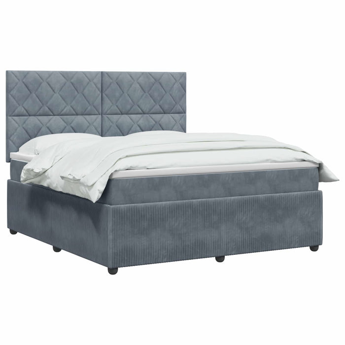 Pat boxspring cu saltea Gri închis 140 x 190 cm Catifea WALTI