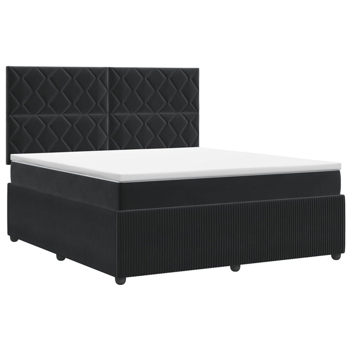Pat boxspring cu saltea cu headboard Negru 140 x 190 cm Catifea - WALTI WALTI