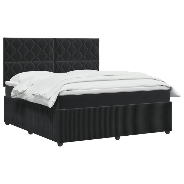Pat boxspring cu saltea cu headboard Negru 140 x 190 cm Catifea - WALTI WALTI