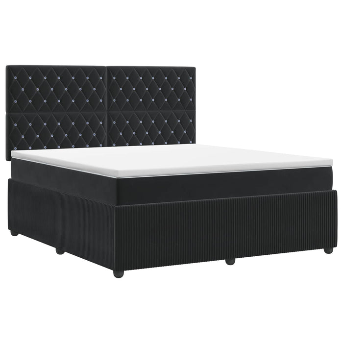 Pat boxspring cu saltea cu headboard Negru 140 x 200 cm Catifea WALTI