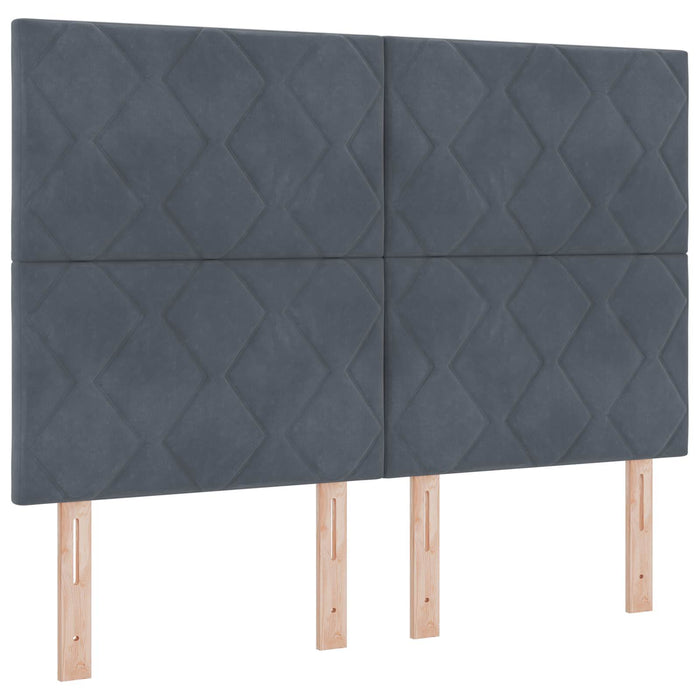 Pat boxspring cu saltea Gri închis 140 x 200 cm Catifea WALTI