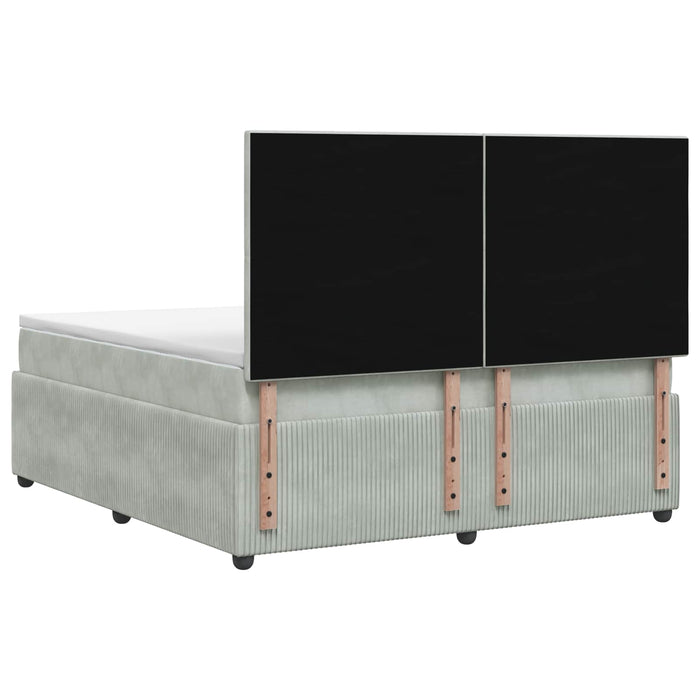 Pat boxspring cu saltea Gri deschis 160 x 200 cm Catifea - WALTI WALTI