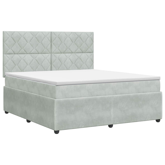 Pat boxspring cu saltea Gri deschis 160 x 200 cm Catifea - WALTI WALTI