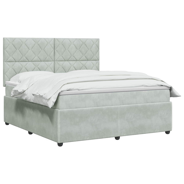Pat boxspring cu saltea Gri deschis 160 x 200 cm Catifea - WALTI WALTI