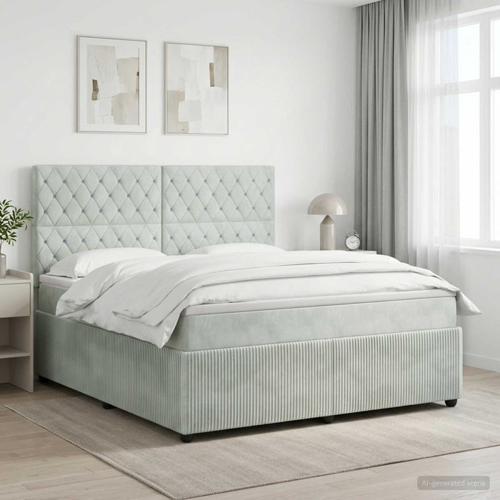 Pat boxspring cu saltea Gri deschis 180 x 200 cm Catifea WALTI