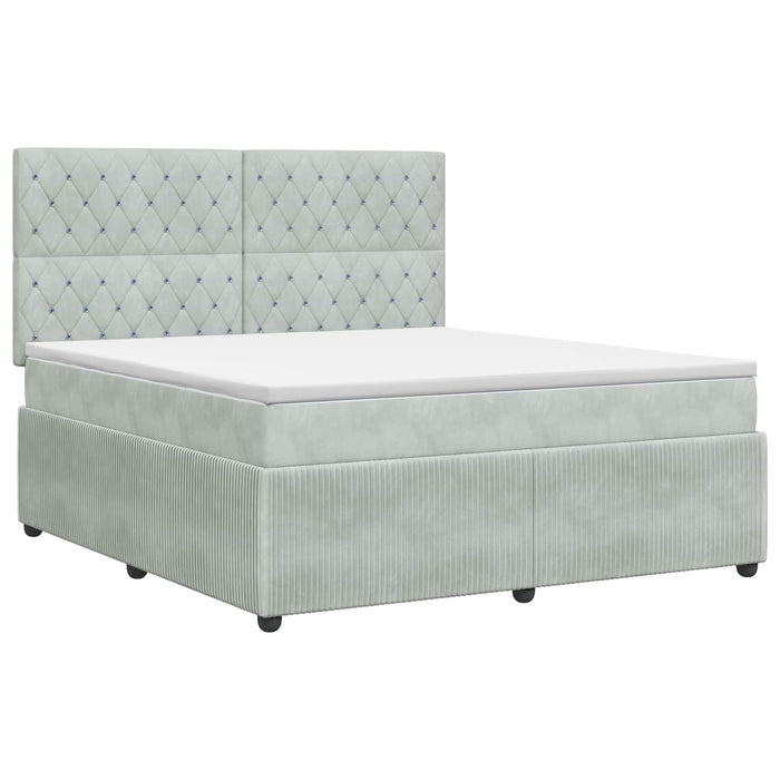 Pat boxspring cu saltea Gri deschis 180 x 200 cm Catifea WALTI