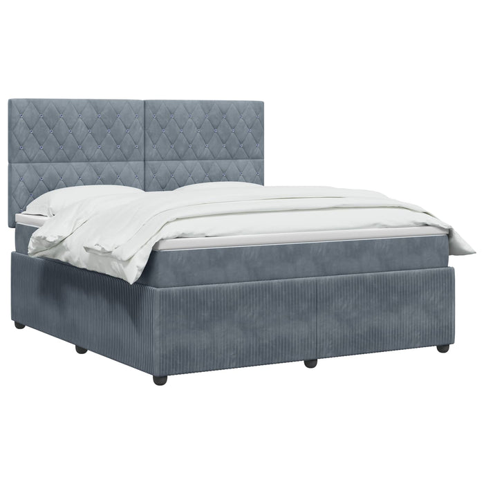Pat boxspring cu saltea Gri închis 180 x 200 cm Catifea WALTI