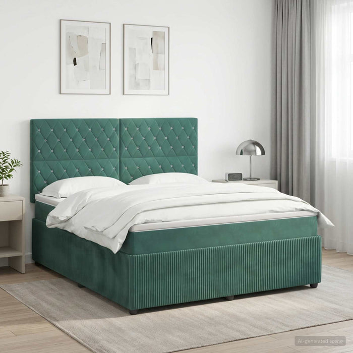 Pat boxspring cu saltea Verde închis 180 x 200 cm Catifea WALTI