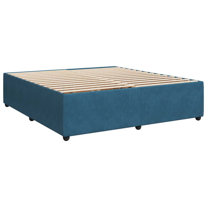 Pat boxspring cu saltea albastru 180 x 200 cm Catifea WALTI
