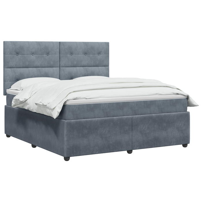Pat boxspring cu saltea Gri închis 180 x 200 cm Catifea WALTI