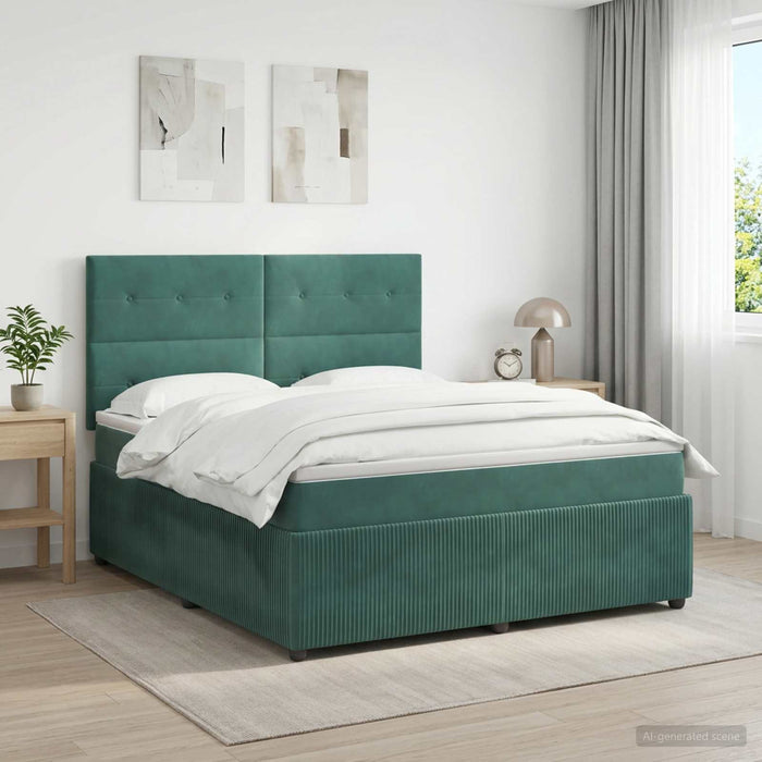 Pat boxspring cu saltea Verde închis 160 x 200 cm Catifea - WALTI WALTI