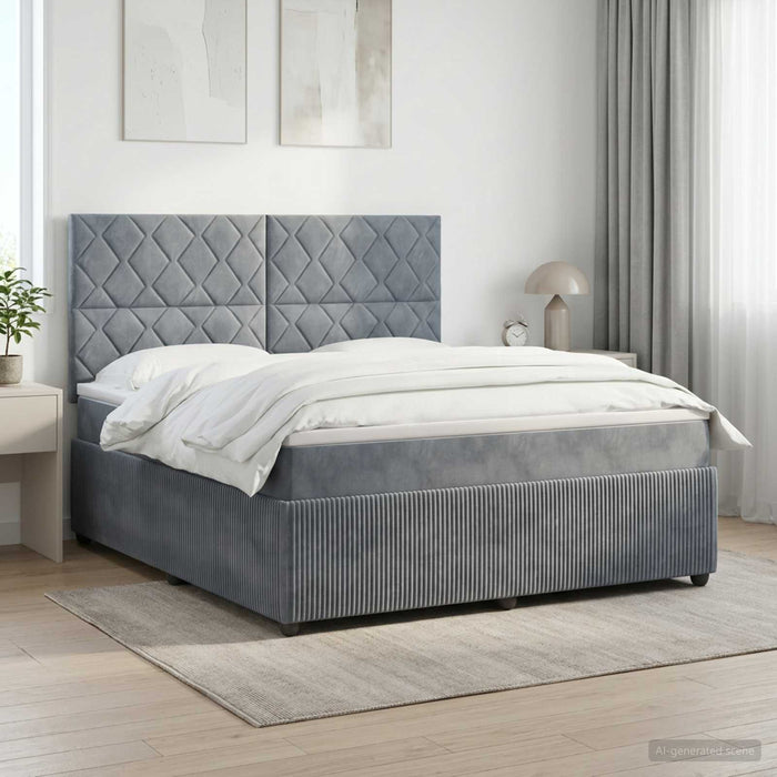 Pat boxspring cu saltea Gri închis 140 x 200 cm Catifea WALTI