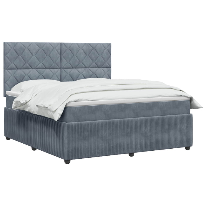Pat boxspring cu saltea Gri închis 180 x 200 cm Catifea WALTI