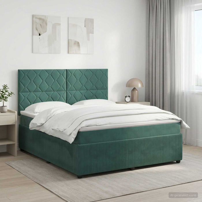 Pat boxspring cu saltea Verde închis 160 x 200 cm Catifea WALTI