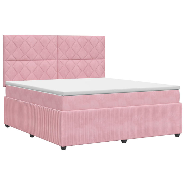 Pat boxspring cu saltea cu headboard Roz 180 x 200 cm Catifea WALTI