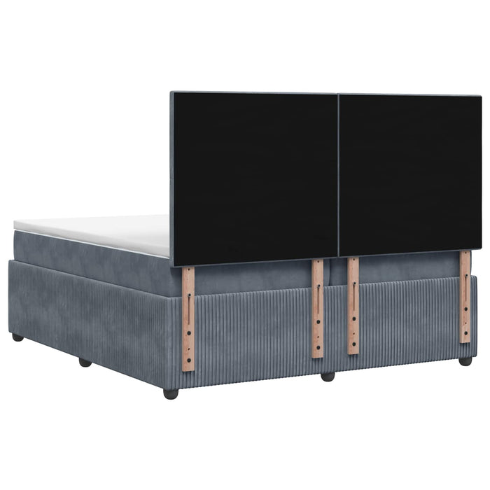 Pat boxspring cu saltea Gri închis 200 x 200 cm Catifea - WALTI WALTI