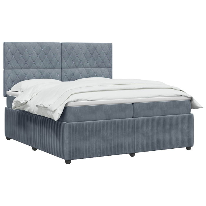 Pat boxspring cu saltea Gri închis 200 x 200 cm Catifea - WALTI WALTI
