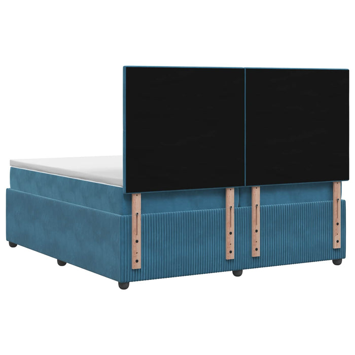 Pat boxspring cu saltea albastru 200 x 200 cm Catifea WALTI