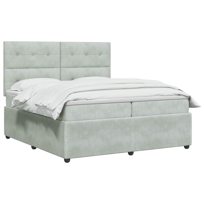 Pat boxspring cu saltea Gri deschis 200 x 200 cm Catifea WALTI