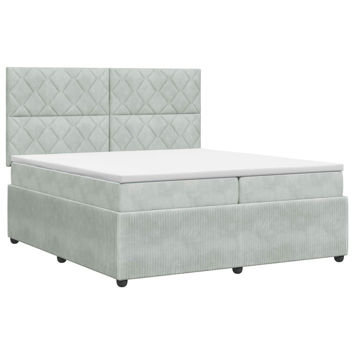 Pat boxspring cu saltea Gri deschis 200 x 200 cm Catifea WALTI