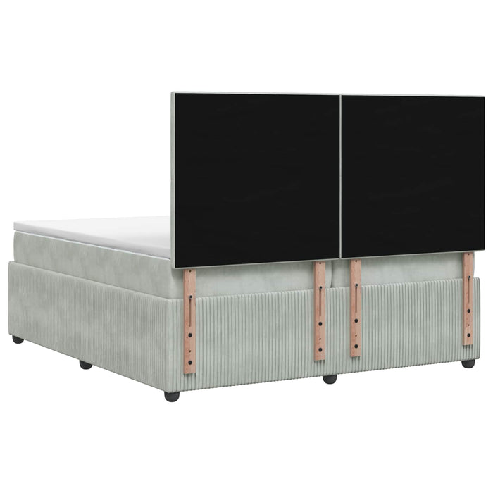 Pat boxspring cu saltea Gri deschis 200 x 200 cm Catifea WALTI