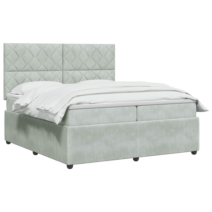 Pat boxspring cu saltea Gri deschis 200 x 200 cm Catifea WALTI