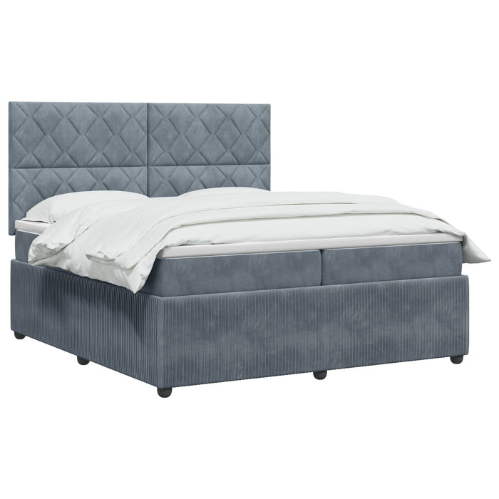 Pat boxspring cu saltea Gri închis 200 x 200 cm Catifea WALTI