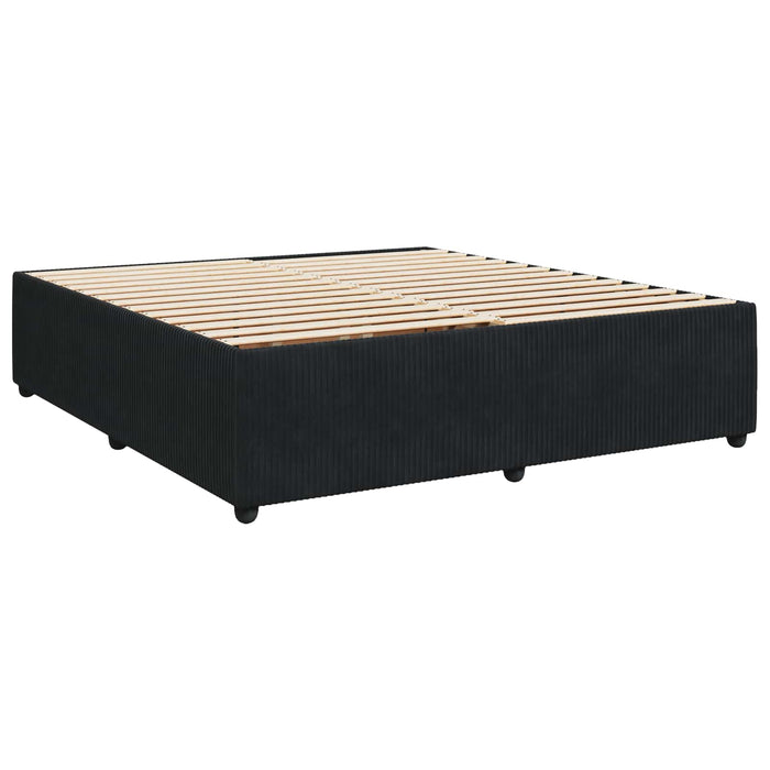 Pat boxspring cu saltea cu headboard Negru 200 x 200 cm Catifea WALTI