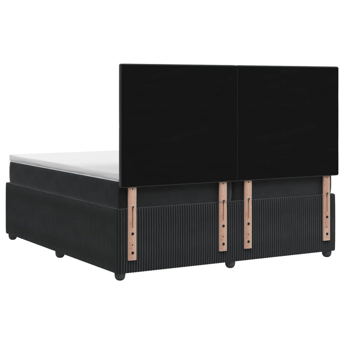 Pat boxspring cu saltea cu headboard Negru 200 x 200 cm Catifea WALTI