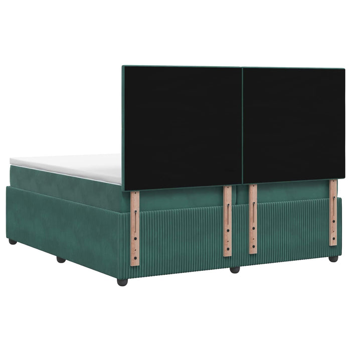 Pat boxspring cu saltea Verde închis 200 x 200 cm Catifea WALTI