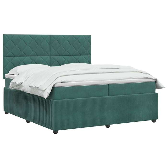 Pat boxspring cu saltea Verde închis 200 x 200 cm Catifea WALTI