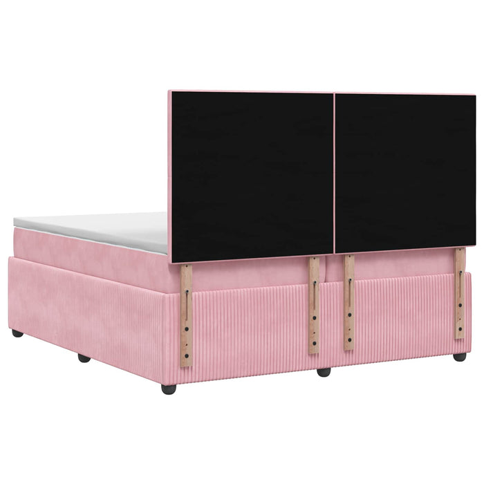 Pat boxspring cu saltea cu headboard Roz 200 x 200 cm Catifea WALTI