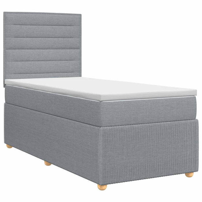 Pat boxspring cu saltea cu headboard Gri deschis Unic Țesătură WALTI