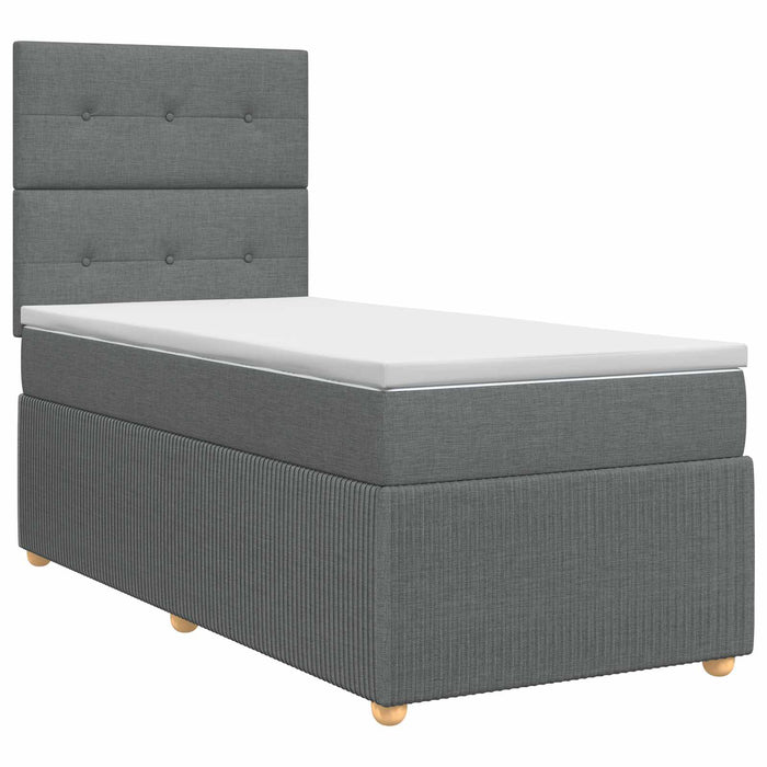 Pat boxspring cu saltea cu headboard Gri închis Unic Țesătură WALTI