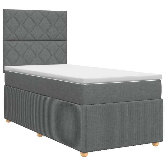 Pat boxspring cu saltea cu headboard Gri închis Unic Țesătură WALTI