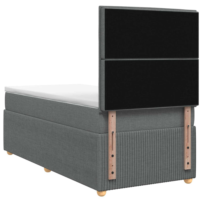 Pat boxspring cu saltea cu headboard Gri închis Unic Țesătură WALTI
