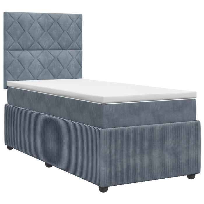 Pat boxspring cu saltea cu headboard Gri închis Unic Catifea WALTI