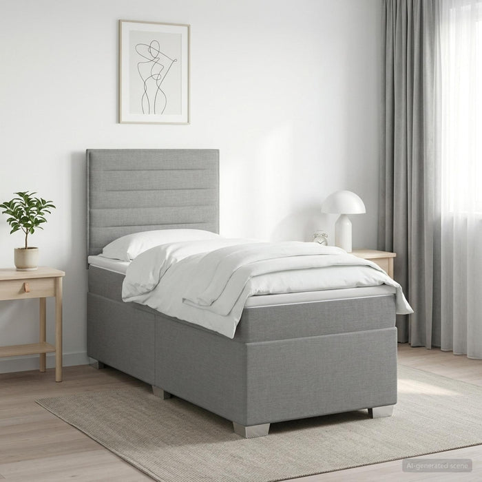 Pat boxspring cu saltea Gri deschis 90 x 190 cm Țesătură WALTI