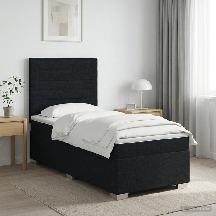 Pat boxspring cu saltea Negru 100 x 200 cm Țesătură WALTI